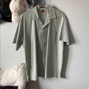 Green gingham button down